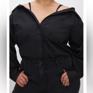 Good American off the shoulder Button-Up Shirt